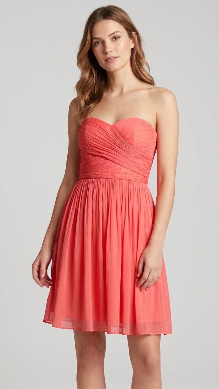 J. Crew Marbella Strapless Silk Chiffon Mini Dress Size 2 Dusty Rose Coral